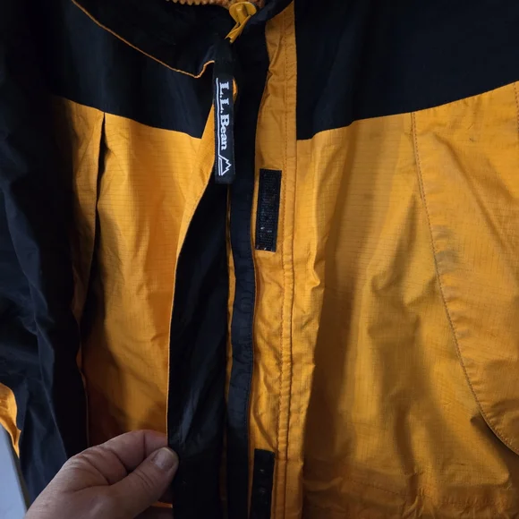 Vintage 1990's L.L. Bean Mountain Guide Gore-tex Shell Jacket Black & Yellow PL - Picture 3 of 10